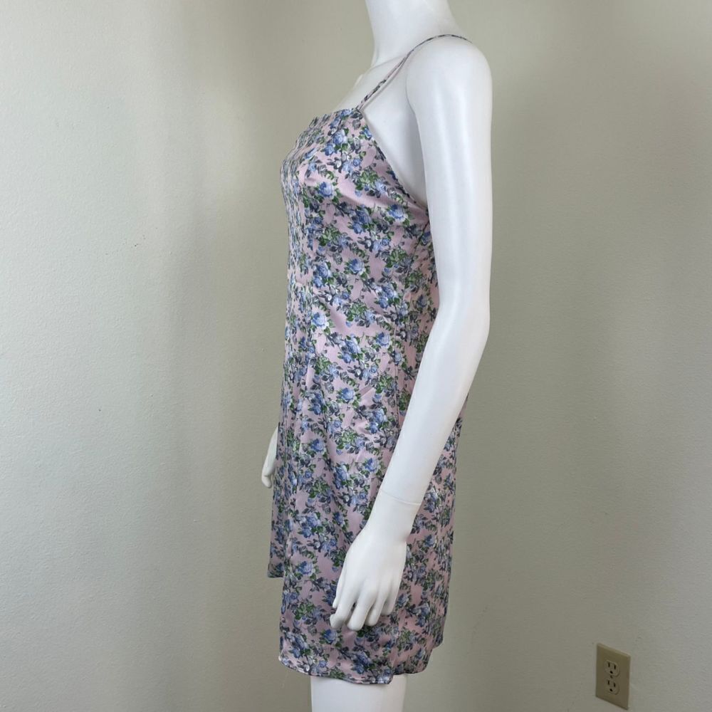 Endless Rose Woman's Size L Pink Floral Satin Mini NEW Dress Sleeveless Party - Picture 7 of 16